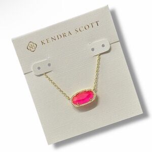 Kendra Scott Elisa Gold Pendant Necklace Hot Pink Azalea Illusion 15-17” - NEW